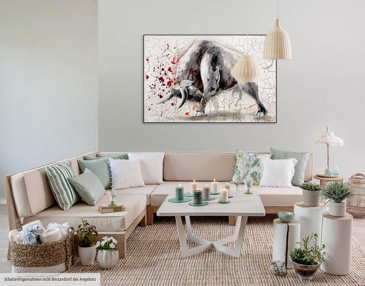 ÖLGEMÄLDE 120/80 cm - Grau, Holz/Textil (120/80cm) - KUNSTLOFT