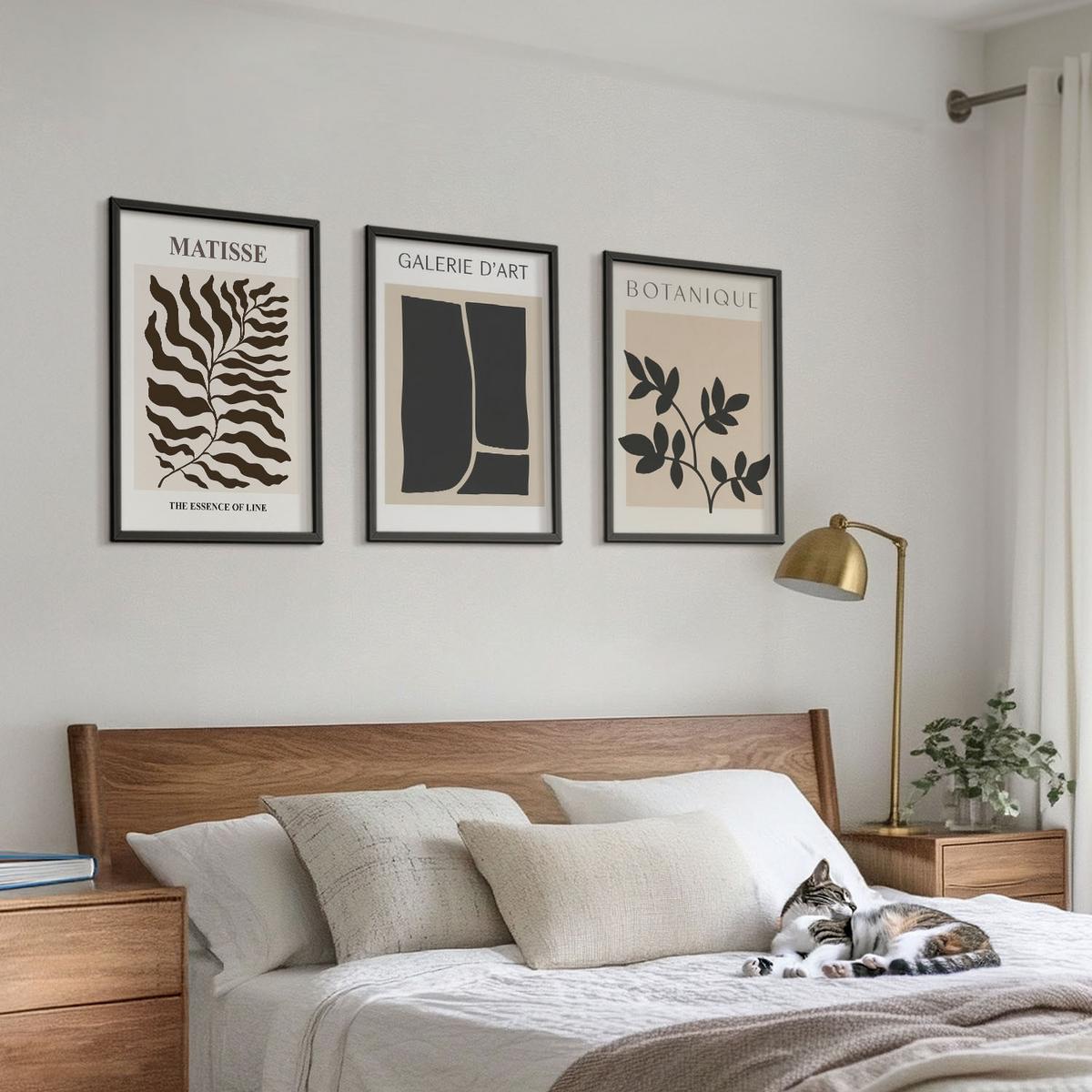 BILDER SET 3er Set - 40x60 cm Schwarzer Rahmen - Minimalistische Pflanzenposter - Schwarz, Kunststoff (40/60cm) - TULUP