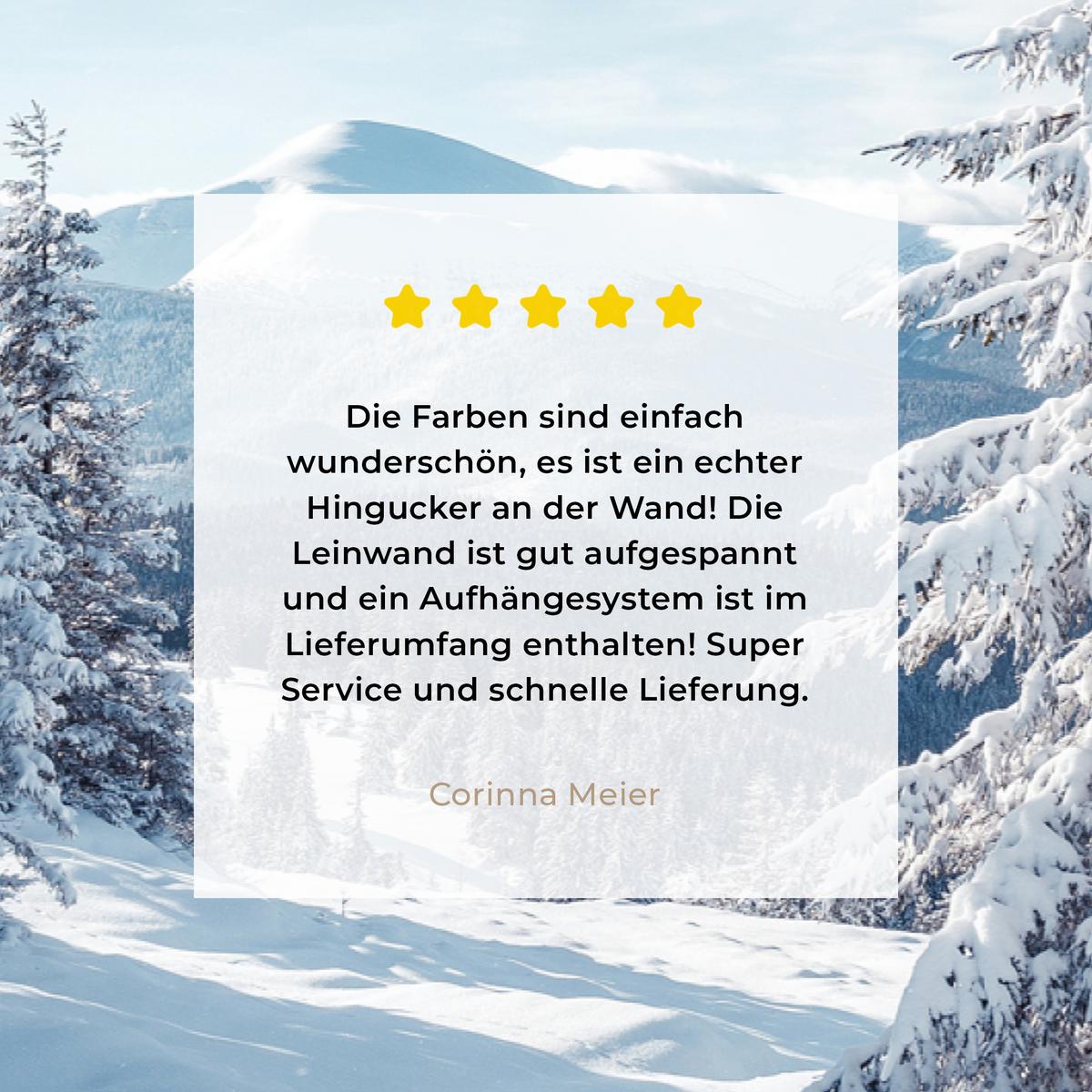 LEINWANDBILD Winterlandschaft - Natur - Berge - Bäume - Schnee Wanddeko 90x60 cm - Hellblau, Textil (90/60cm) - MuchoWow