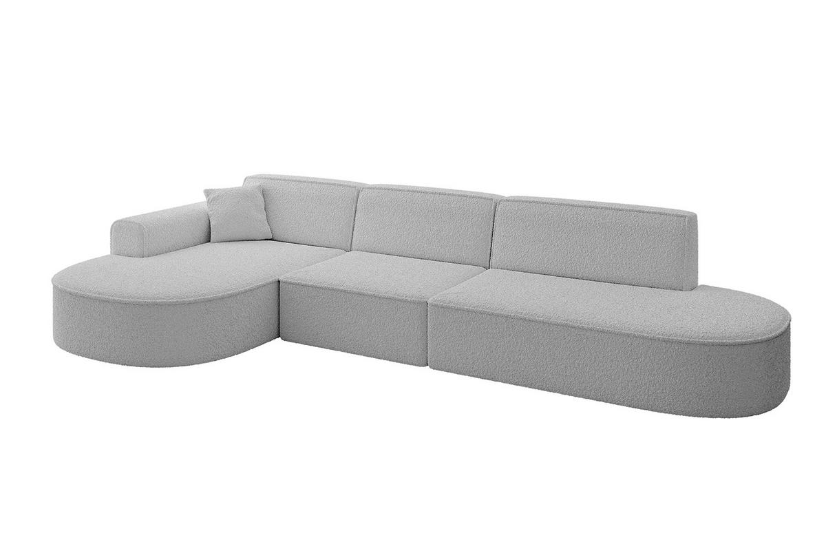 ECKSOFA Ottomane Links MARI-L2 - 328x171x79 cm Hellgrau Bouclé - Hellgrau/Schwarz, Holzwerkstoff/Kunststoff (165/321cm) - ALTDECOR