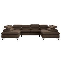 WOHNLANDSCHAFT PABLO U Velvet Braun - Schwarz/Braun, Textil/Metall (346/76/208cm) - MKS
