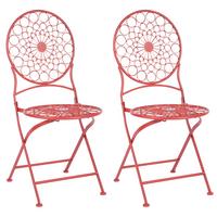 GARTENSTUHL 2er-Set Eisen rot Scario - Rot, Metall (40/94/47cm) - Beliani