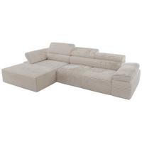 ECKSOFA RILASSO L Beige Cord - links - Beige/Schwarz, Kunststoff/Textil (296/174cm) - MKS