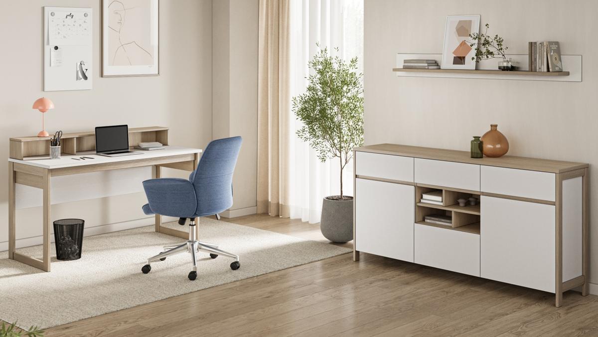SIDEBOARD weiß und Eiche, Kommode skandinavisch 164 x 85 cm mit Soft-Close-Funktion - Eichefarben/Weiß, Holzwerkstoff/Metall (164/85/39cm) - Furn.Design