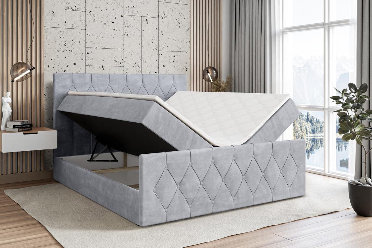 BOXBETT VELANTO-Z - 140 x 200 - H4 - Hellgrau - Grau, Holzwerkstoff (140/200cm) - ALTDECOR