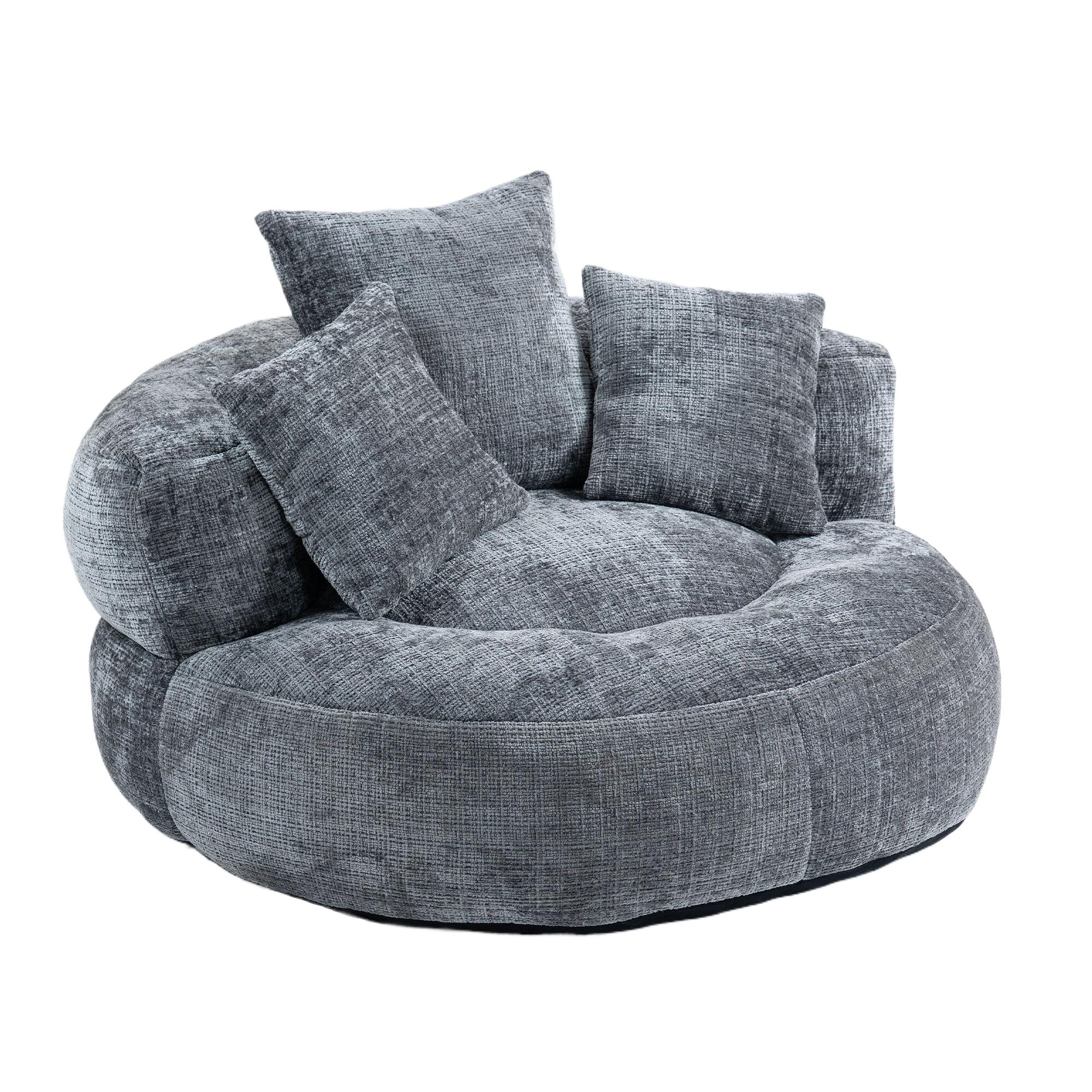SITZSACK in Chenille mit 3 Kissen - Dunkelgrau, Textil (108/52/108cm) - Urban Meuble