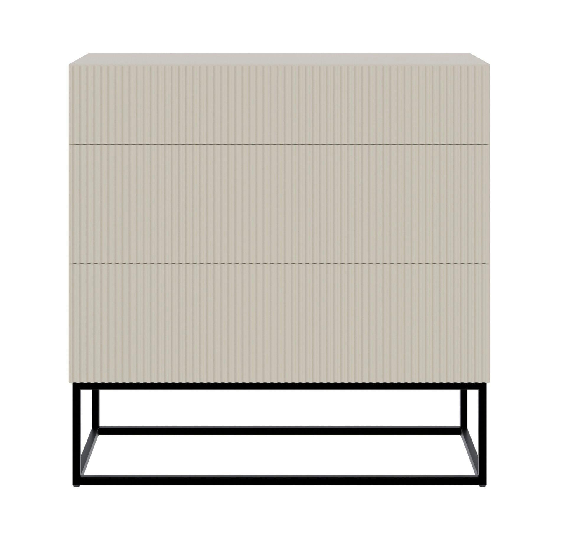 KOMMODE Veldio Graubeige mit schwarzen Beinen 90 cm - Taupe/Schwarz, Holzwerkstoff/Metall (90/90/38cm) - Selsey