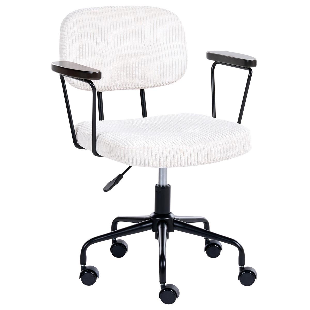 SCHREIBTISCHSTUHL Cord Cremeweiß Algerita - Creme, Textil (62/77/62cm) - Beliani