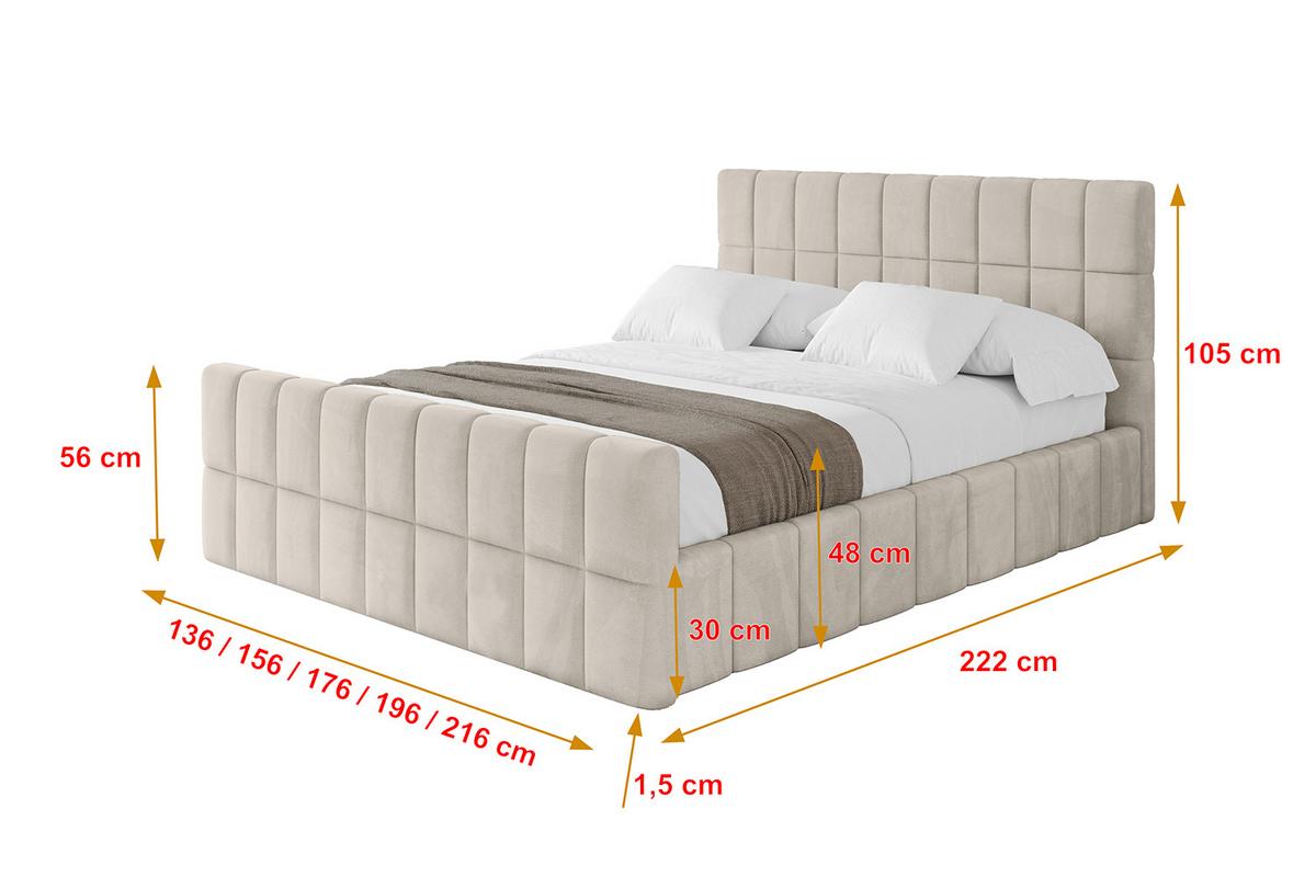 POLSTERBETT mit Bettkasten, Fußteil und Lattenrost, Boxbett ohne Matratze - AMEA-Z 180x200 Beige - Creme, Holzwerkstoff/Textil (180/200cm) - ALTDECOR