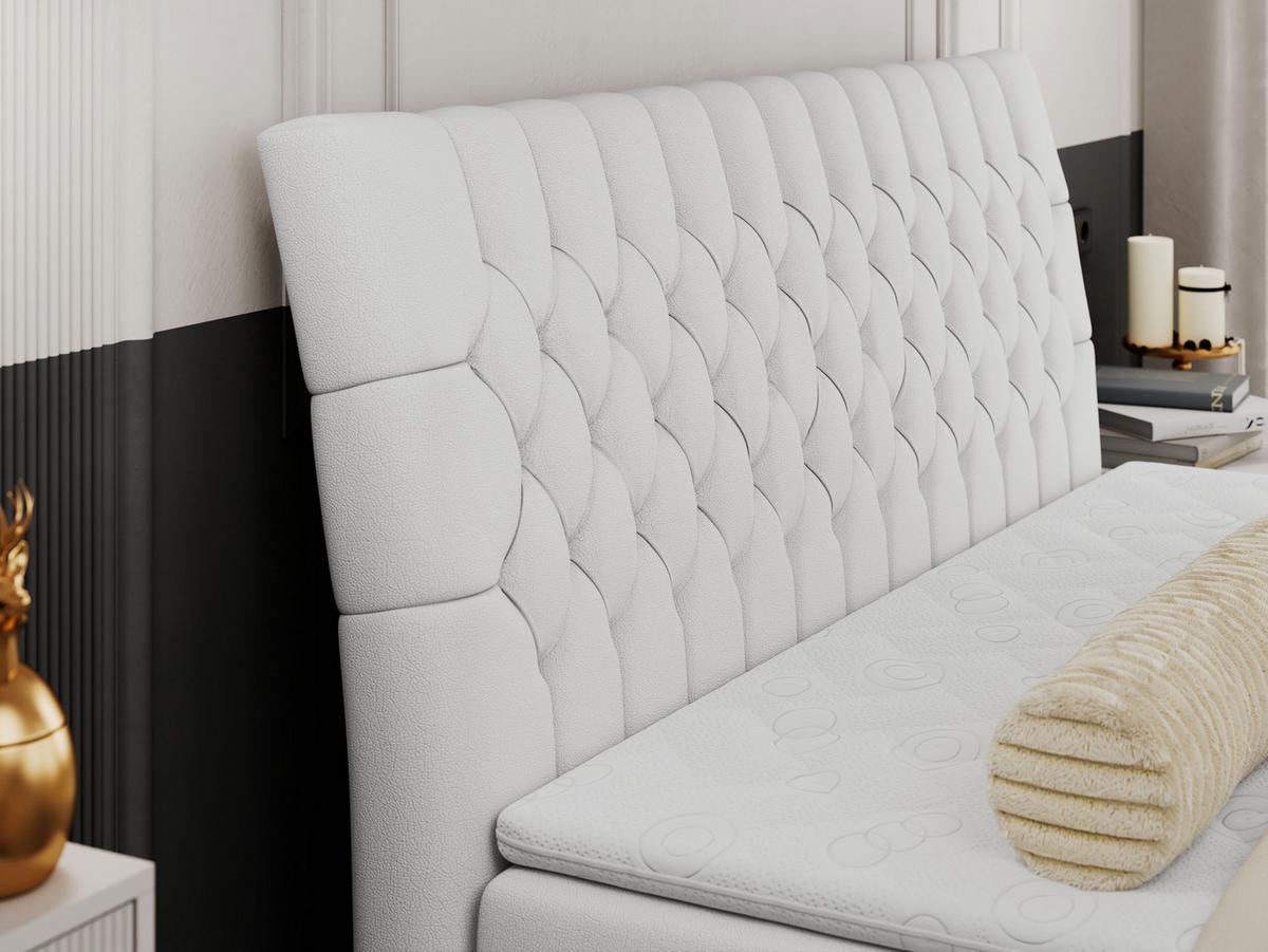 BOXBETT MILEN 200/200 Weiß Kunstleder - H3 - Weiß, Holz/Textil (200/200cm) - MKS