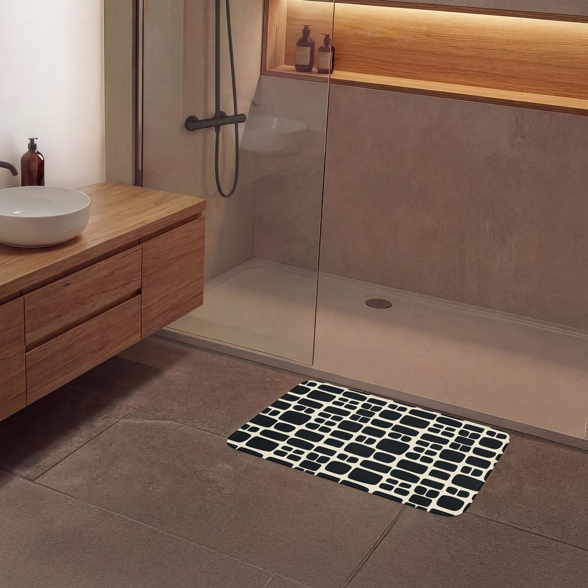 BADEMATTE Modern - Bio - Schwarz 80x50 cm - Anthrazit, Textil (80/50cm) - OnlyWow