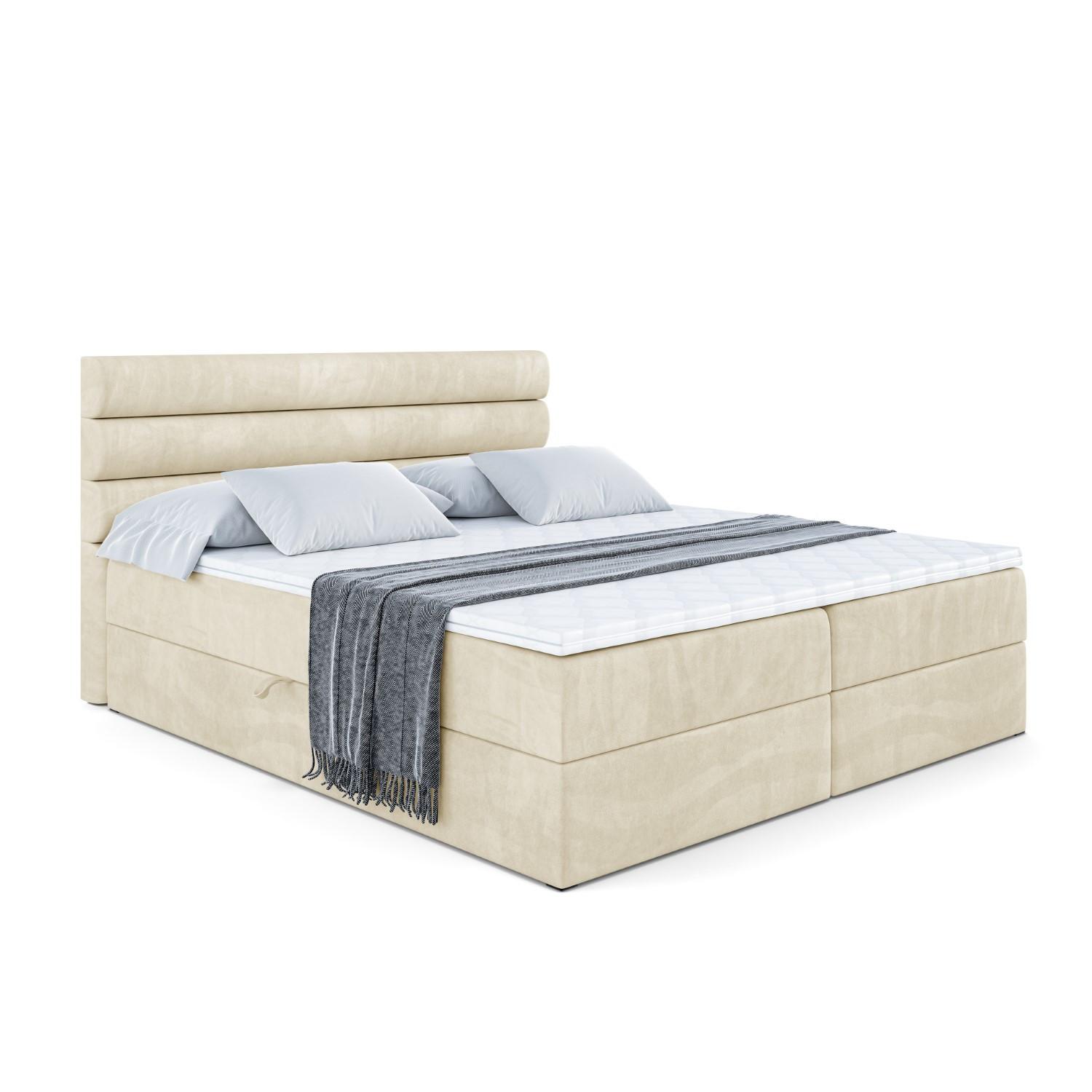 BOXBETT mit Matratze H3 und Lattenrost - CELESTIA - 180x200 cm Beige - Beige, Holzwerkstoff (180/200cm) - ALTDECOR