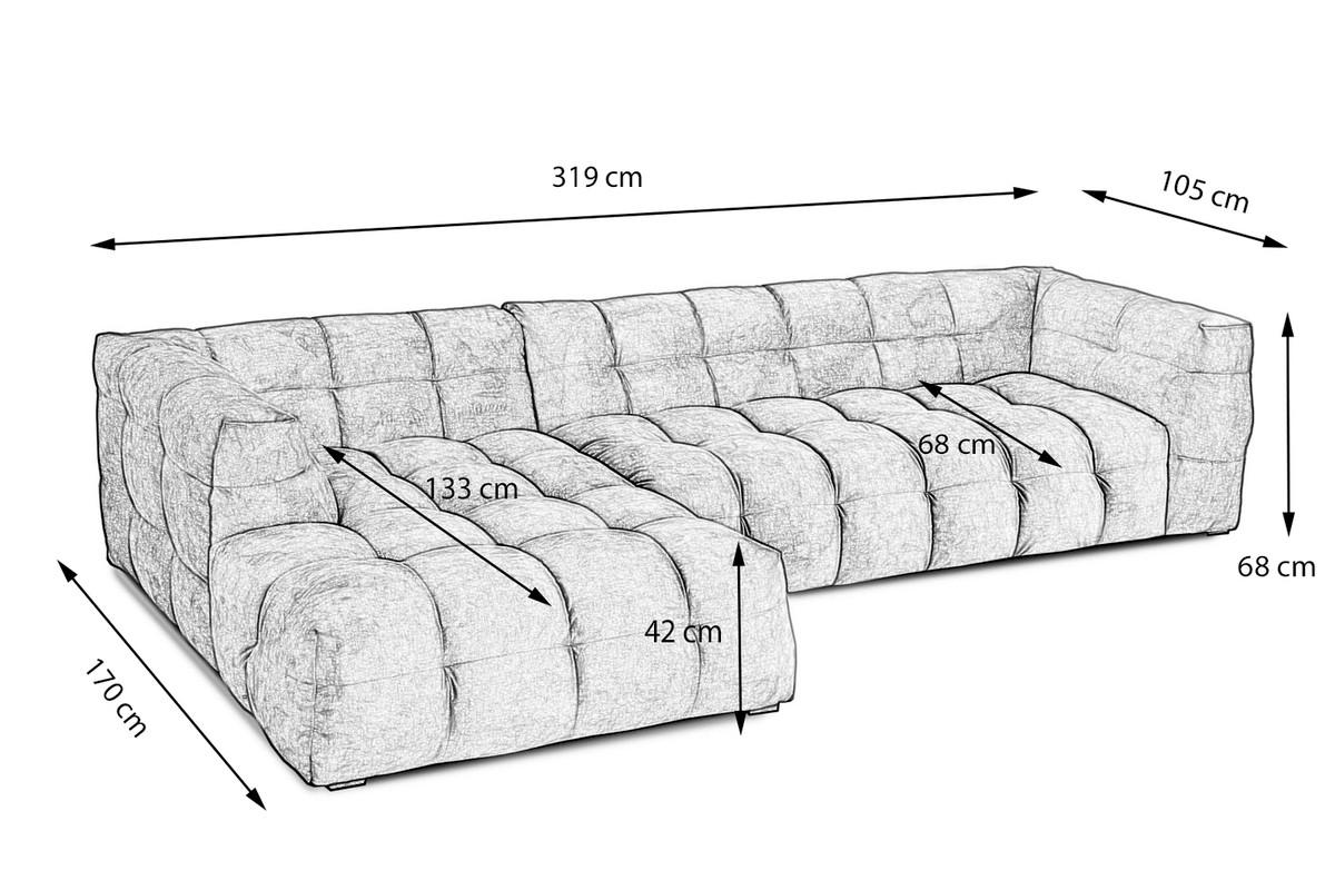ECKSOFA RIO Gold Velvet - Goldfarben/Schwarz, Textil (319/170cm) - KAWOLA