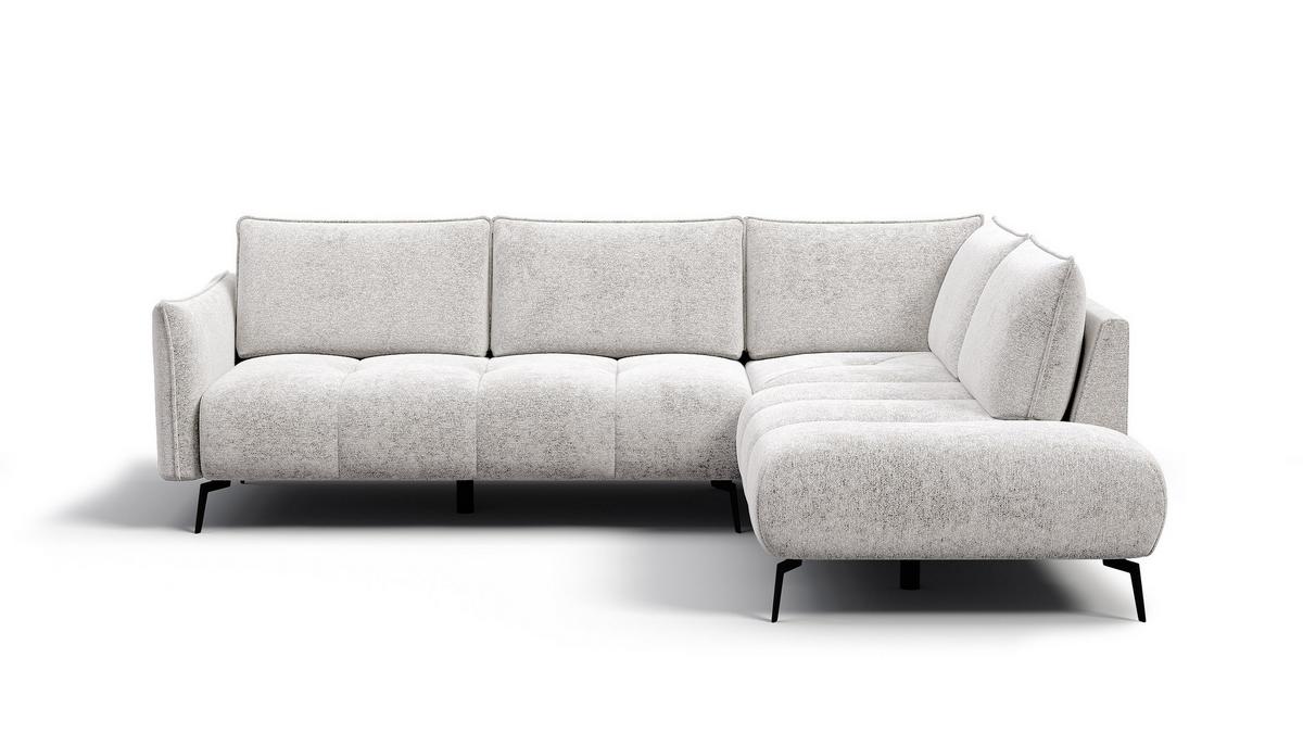 ECKSOFA AERA 5-Sitzer rechts, ecru - Ecru/Schwarz, Holz/Textil (268/206cm) - Wozimo