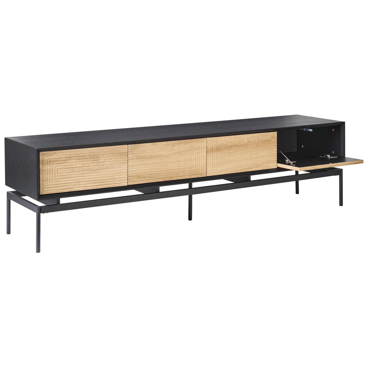 TV-MÖBEL Schwarz/Hellbraun Lancelin - Hellbraun/Schwarz, Holzwerkstoff (180/46/35cm) - Beliani