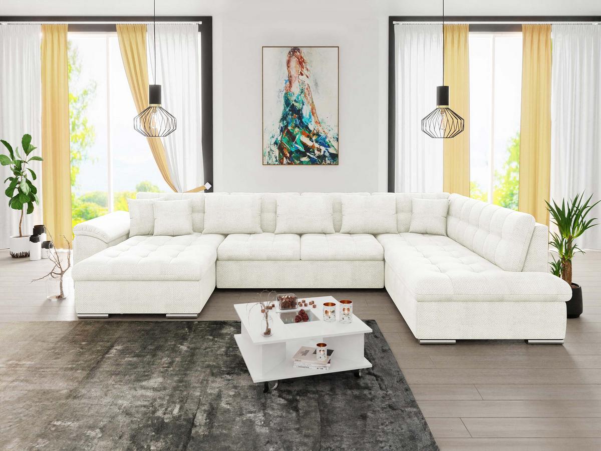WOHNLANDSCHAFT Niko Bis, Seite: Links - Ecru, Holz/Textil (348/76/205cm) - MIRJAN24