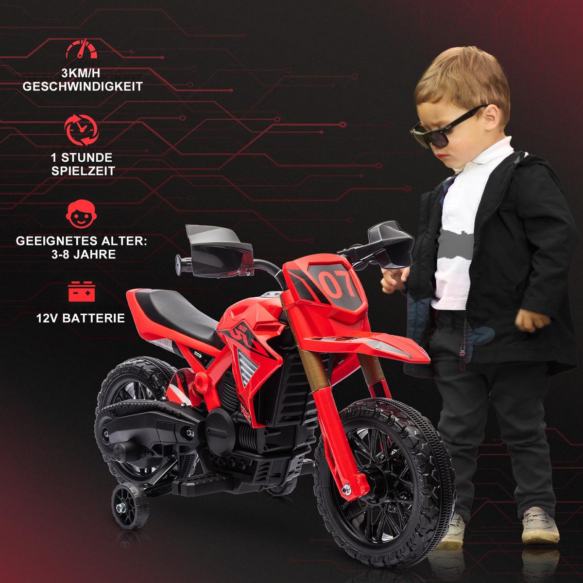 KINDER Elektro-Motorrad 6V Kindermotorrad 3 km/h 3-8 Jahre Kinder Rot - Rot, Kunststoff (105/57/62cm) - AIYAPLAY