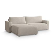 ECKSOFA TURIN N Creme Bucle-Stoff mit Schlaffunktion - Creme/Grau, Holz/Kunststoff (265/183cm) - MASSENO