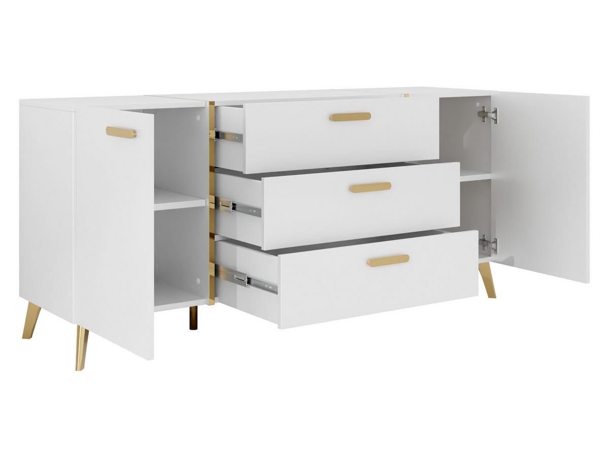 SIDEBOARD Picru 150 2D3SZ - Goldfarben/Weiß, Holzwerkstoff/Kunststoff (154/92/38cm) - MIRJAN24
