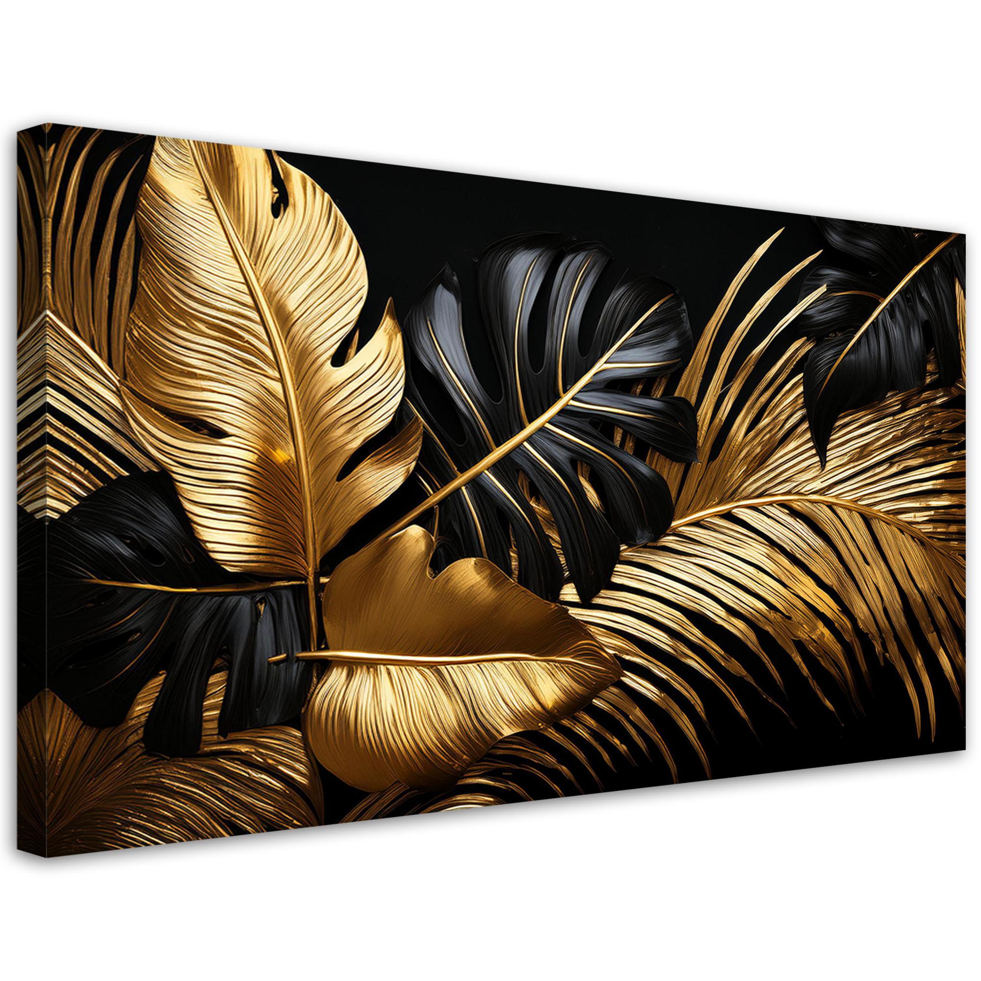LEINWANDBILD Goldblattpflanzen Glamour 120x60cm - Goldfarben, Textil (120/60cm) - Feeby
