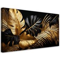 LEINWANDBILD Goldblattpflanzen Glamour 120x60cm - Goldfarben, Textil (120/60cm) - Feeby