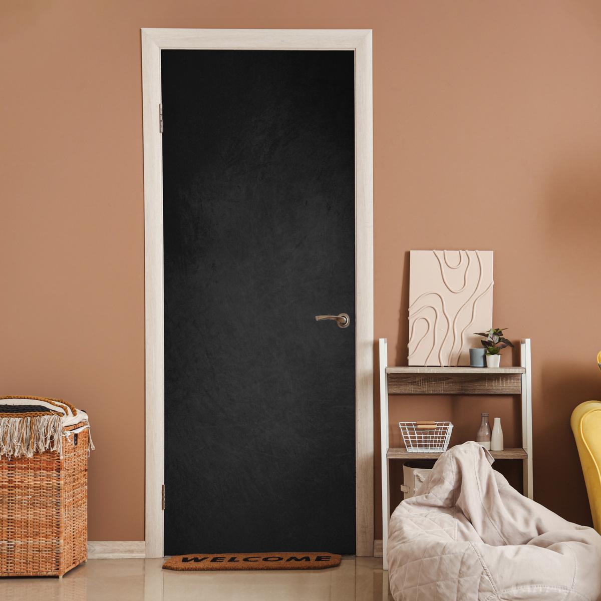 TÜRAUFKLEBER Beton - Schwarz - Grau - Strukturiert - Industriell 90x235 cm - Türtapete - Dunkelgrau, Kunststoff (90/0.1cm) - MuchoWow