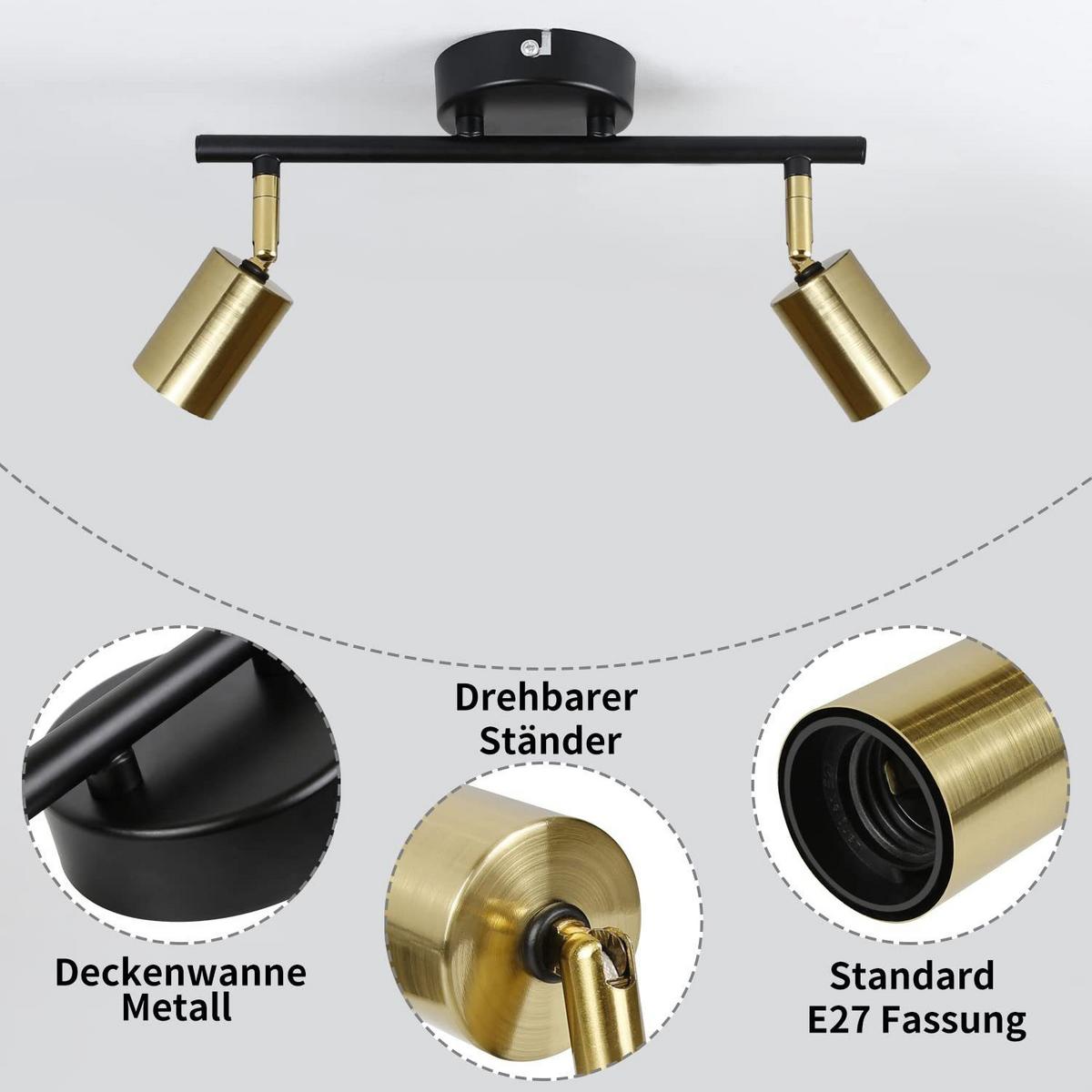 DECKENSTRAHLER Nixie 2-flammig 30/4/12 cm - Goldfarben, Metall (30/4/12cm) - Nettlife