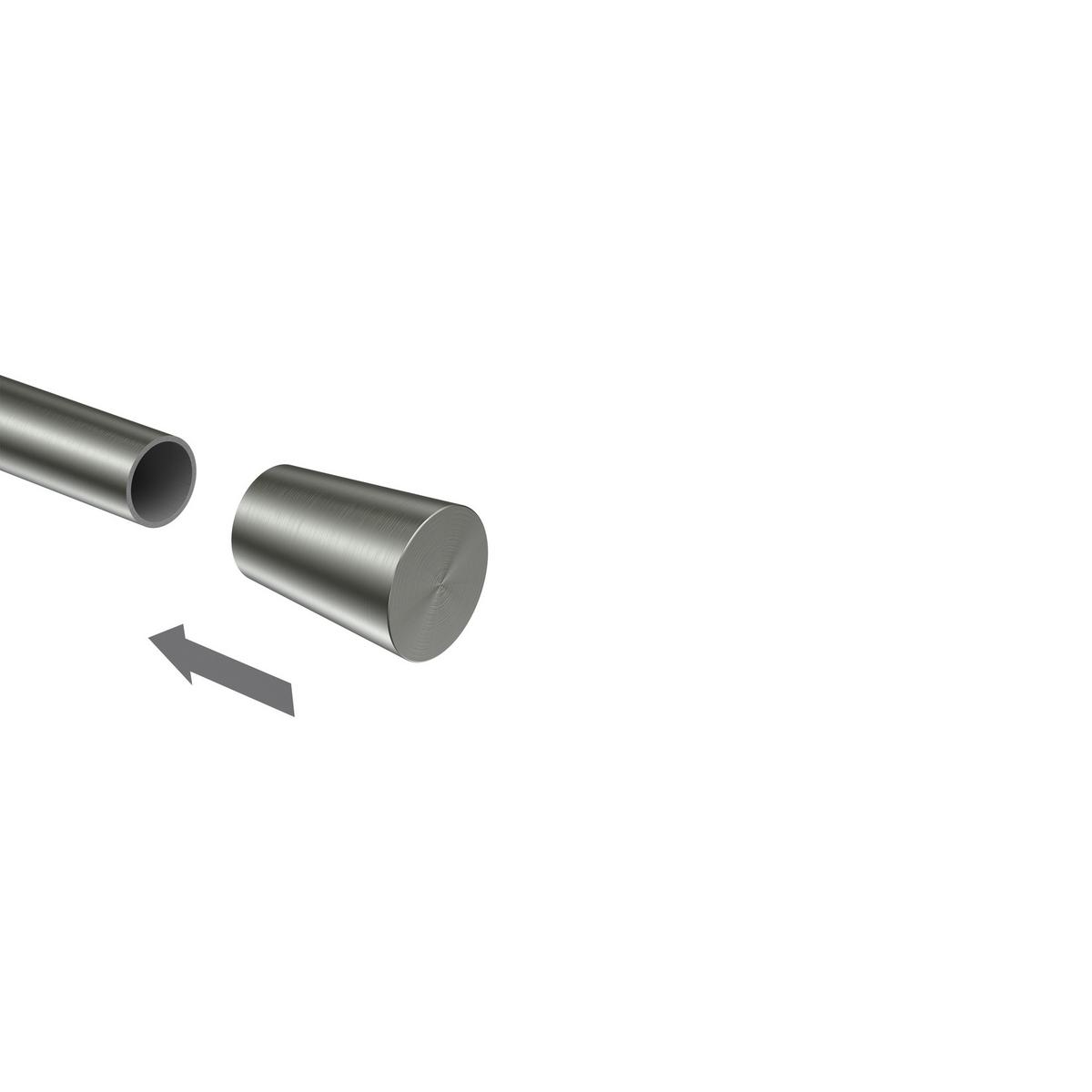 ENDSTÜCKE FÜR GARDINENSTANGEN 16 mm Ø, Carelli Edelstahl-Optik, Packung 2 Stück - Edelstahlfarben, Metall (3.4/2.5/2.5cm) - INTERDECO