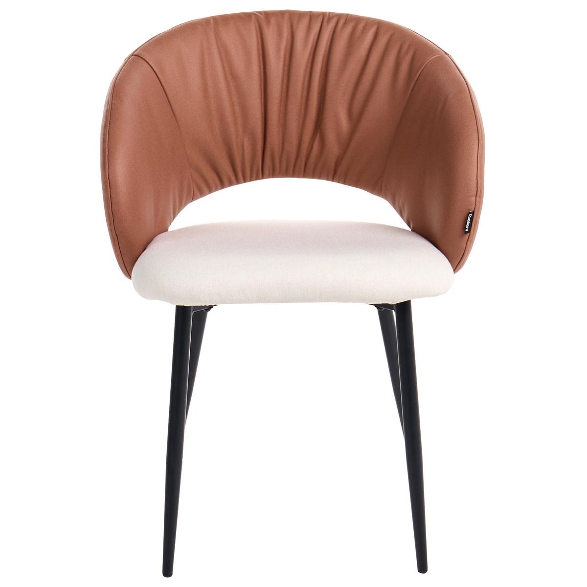 STUHL 2er-Set Stoff Goldbraun Walla - Beige/Schwarz, Textil (58/77/56cm) - Beliani