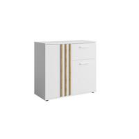KOMMODE TECTONIC 80/72,7/35cm mit 1 Schubladen 2 Türen Weiß - Weiß, Holzwerkstoff (80/72.7/35cm) - MASSENO