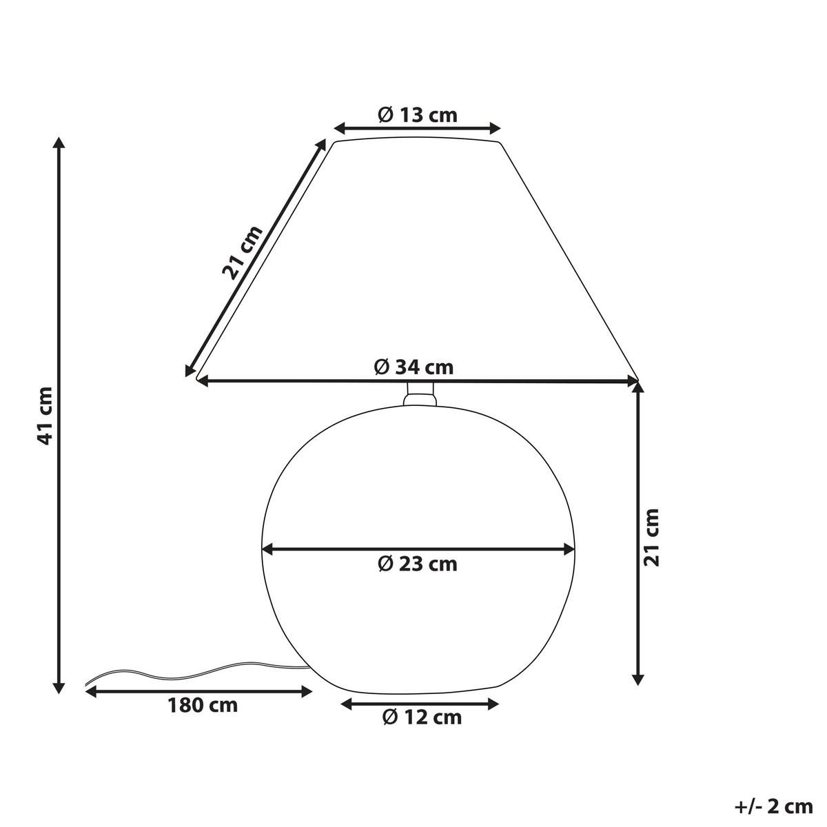 TISCHLAMPE Limia 34/34/41 cm - Weiß, Keramik (34/34/41cm) - Beliani