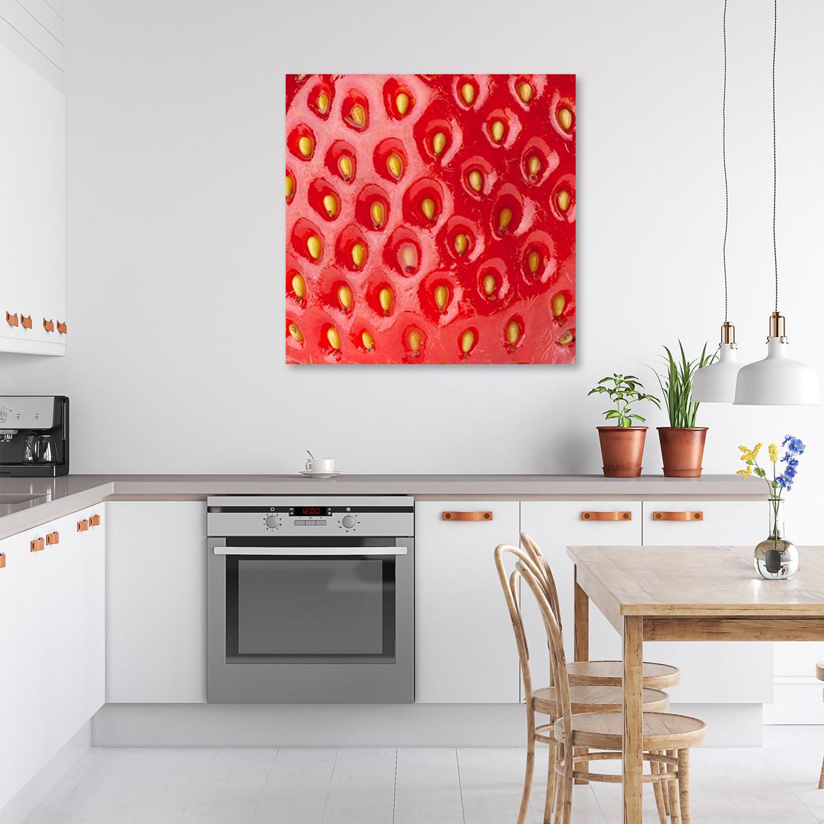 WANDBILD erdbeere obst - Rot, Textil (30/30cm) - Feeby