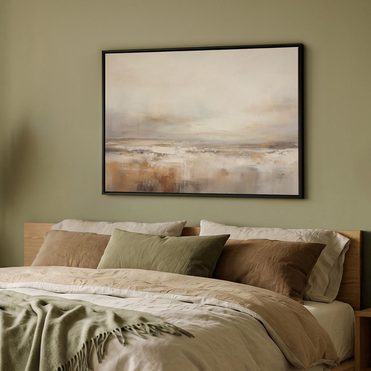 LEINWAND Bilder mit Rahmen - Kunst - Industriell - Grau - Braun - Abstrakt - 100x70 - Sandfarben, Textil (100/70cm) - MuchoWow