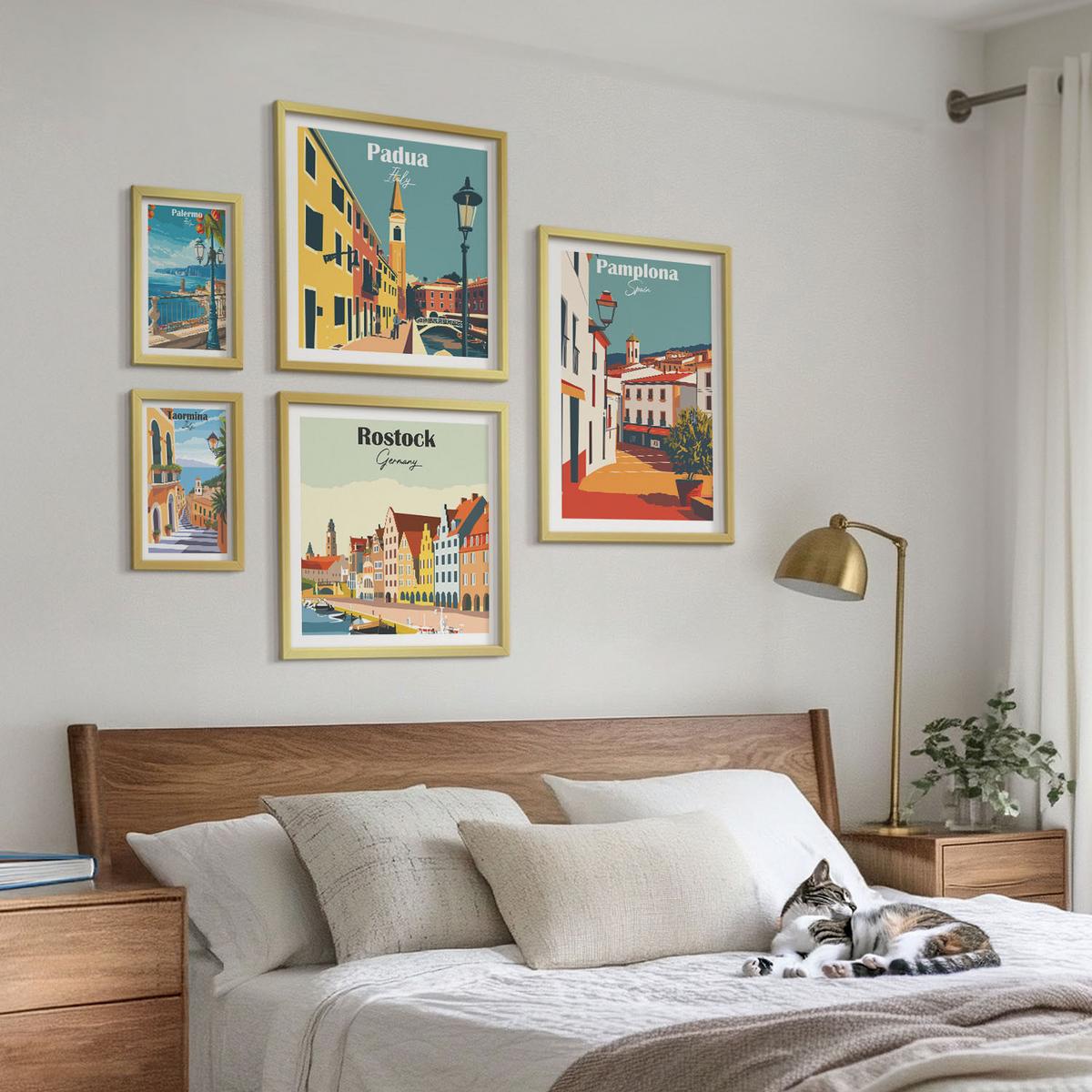BILDER SET 5er Set - 50x50 cm & 20x30 cm & 40x60 cm Goldrahmen - Architektur der Küstenstädte - Goldfarben, Kunststoff (40/60cm) - TULUP