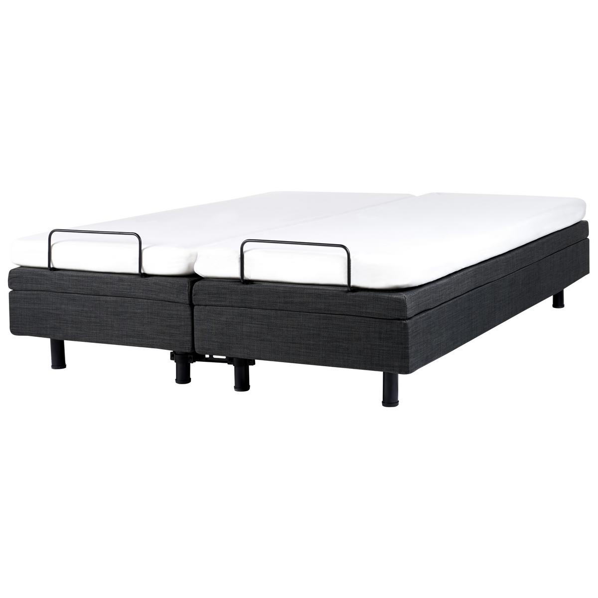 POLSTERBETT Verstellbar 160/200 cm Dunkelgrau Duke - Dunkelgrau/Schwarz, Textil (160/200cm) - Beliani