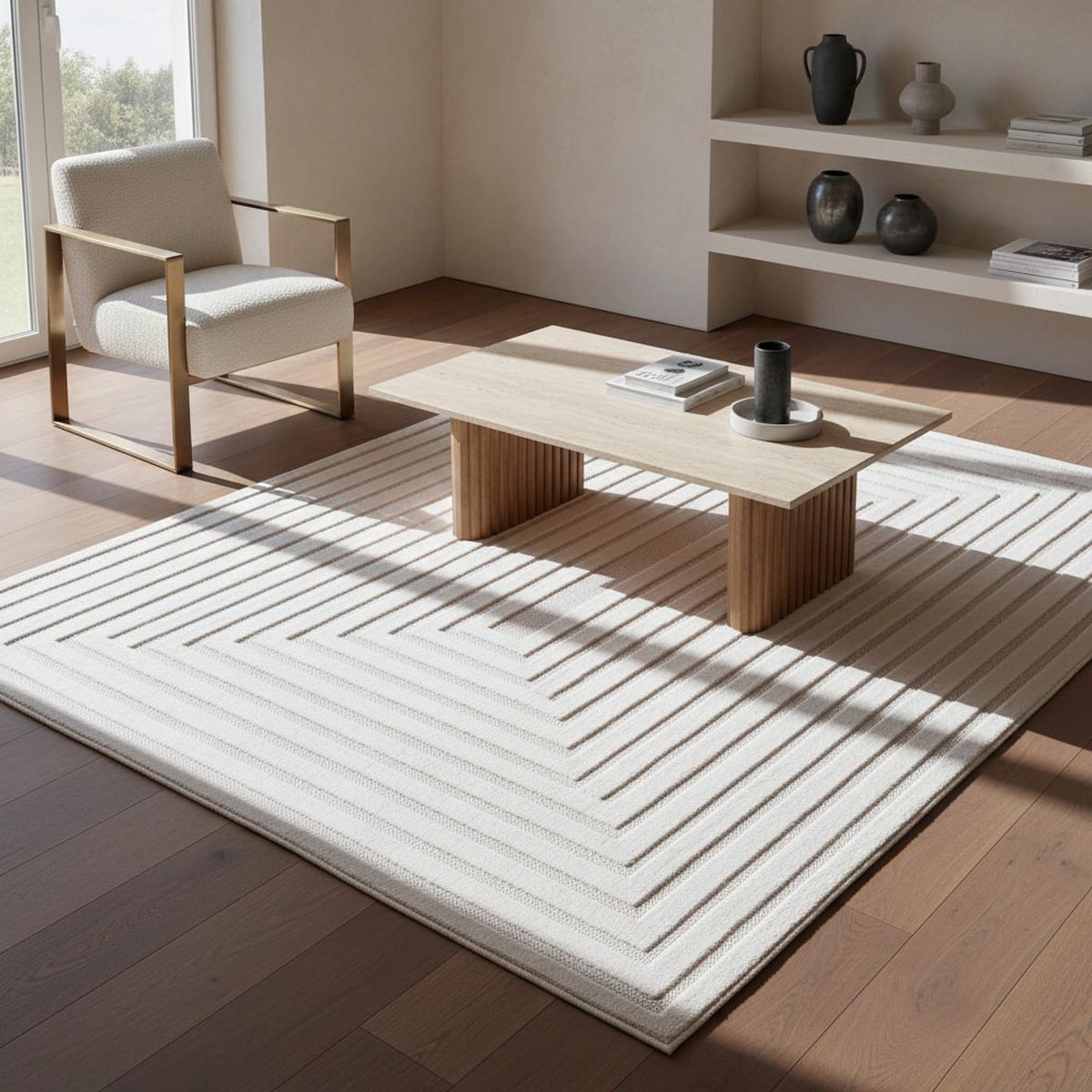 TEPPICH Outdoor ORTLER in Creme, mit 3D-Design, Florhöhe 4 mm, 240 x 340 cm - Beige, Textil (240/340cm) - KADIMA DESIGN