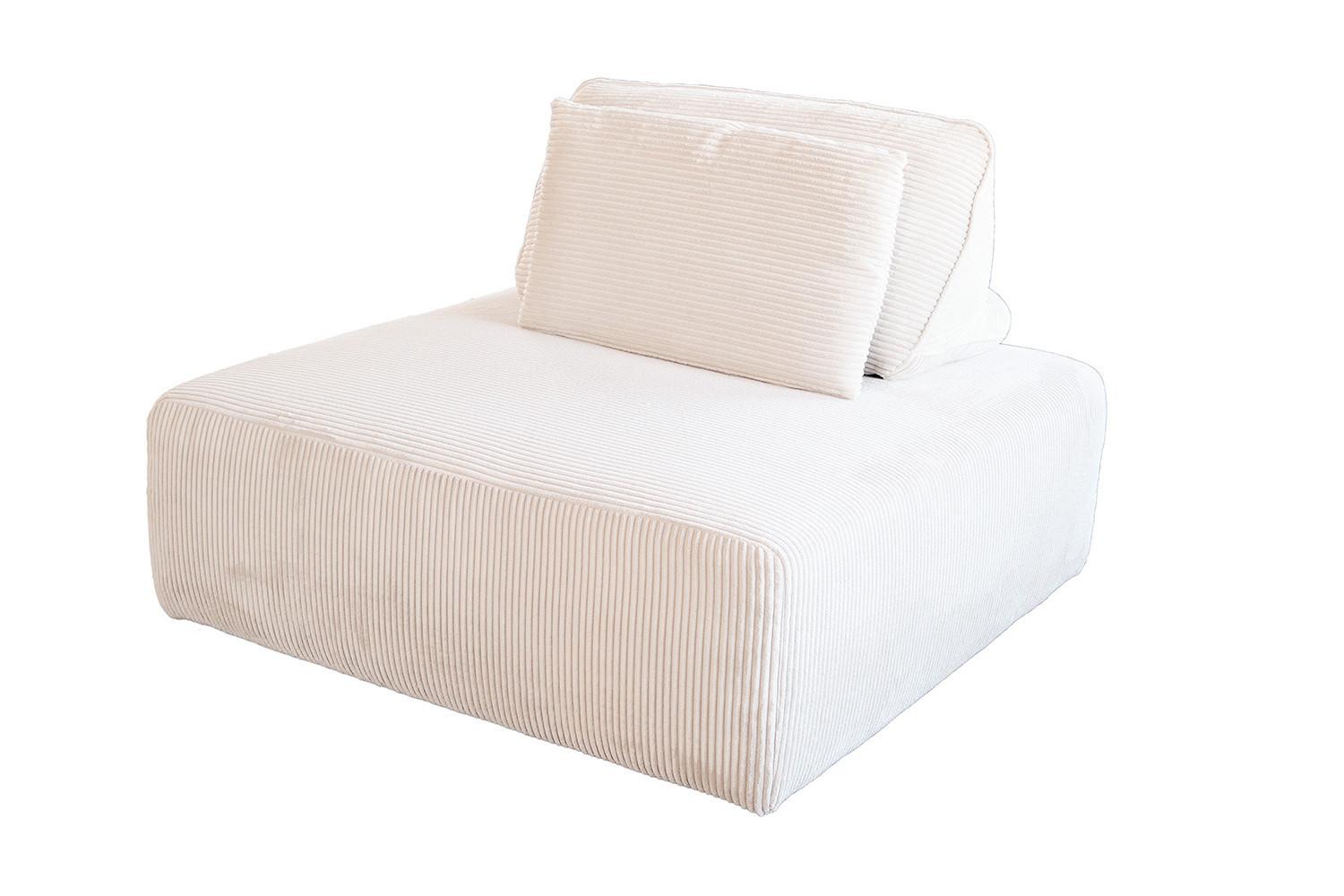 HOCKER MIT RÜCKENKISSEN WIOLO SOFT Cremeweiß Cord - Creme/Schwarz, Kunststoff/Textil (111/84/111cm) - KAWOLA