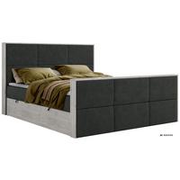 BOXBETT DELNOR DUO 140/200 - Dunkelgrau Stukture - Topper Visco - H4 - Dunkelgrau/Schwarz, Kunststoff/Textil (140/200cm) - MKS