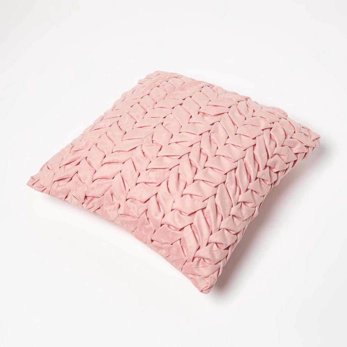 SAMTKISSEN Grace altrosa 45/45 cm plissiert in Flechtoptik - Altrosa, Textil (45/45cm) - Homescapes