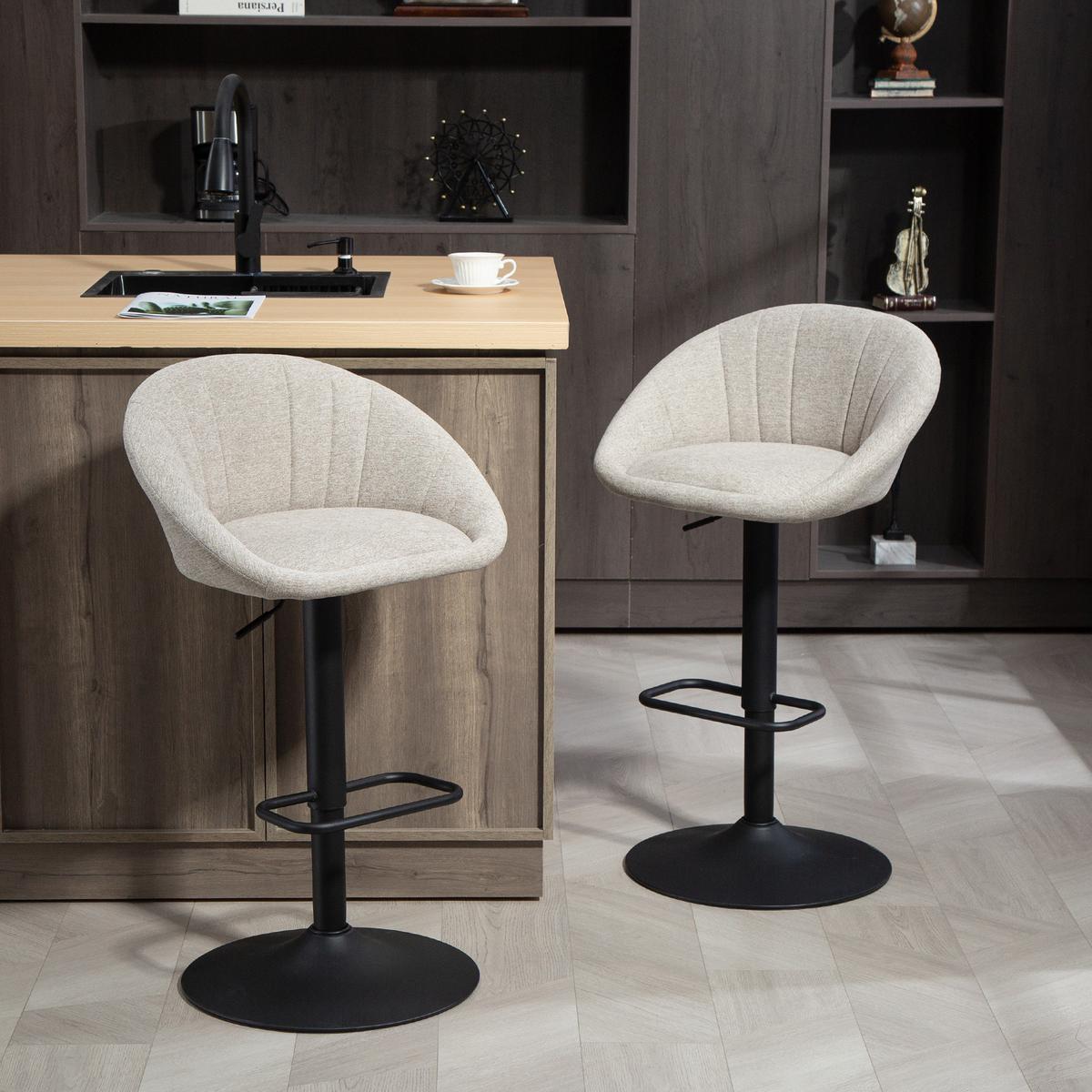 BARHOCKER 2er Set Polyester Beige - Beige/Schwarz, Textil/Metall (46/103/53.5cm) - HOMCOM