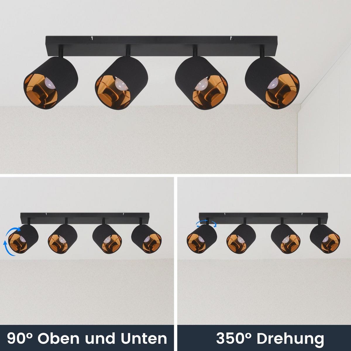 DECKENSTRAHLER Brand 4-flammig 67/11/20 cm - Schwarz, Textil (67/11/20cm) - Nettlife