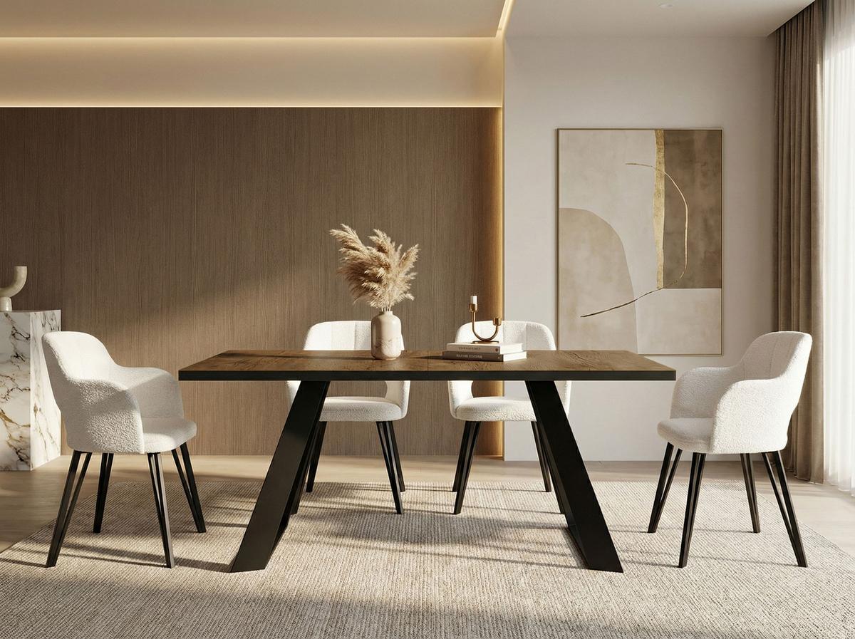 ESSTISCH Colter rechteckig ausziehbar, Lefkas Eiche 140-240/80/76 cm - Alteiche/Schwarz, Holzwerkstoff/Metall (80/240/76cm) - WFL GROUP