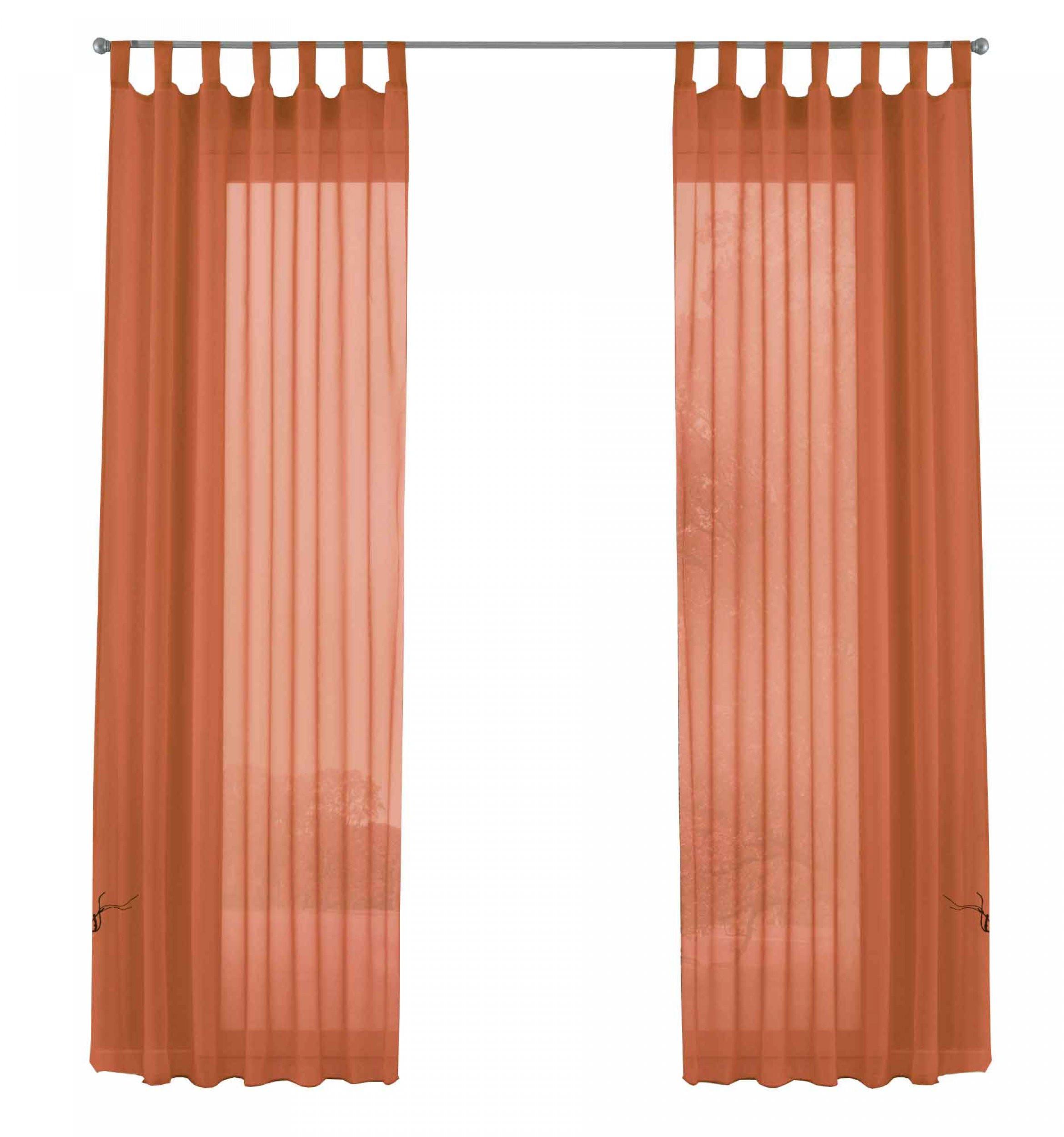 SCHLAUFENGARDINEN Voile 2er Set 245x140 cm Terrakotta - Terracotta, Textil (140/245cm) - Gardinenbox.eu