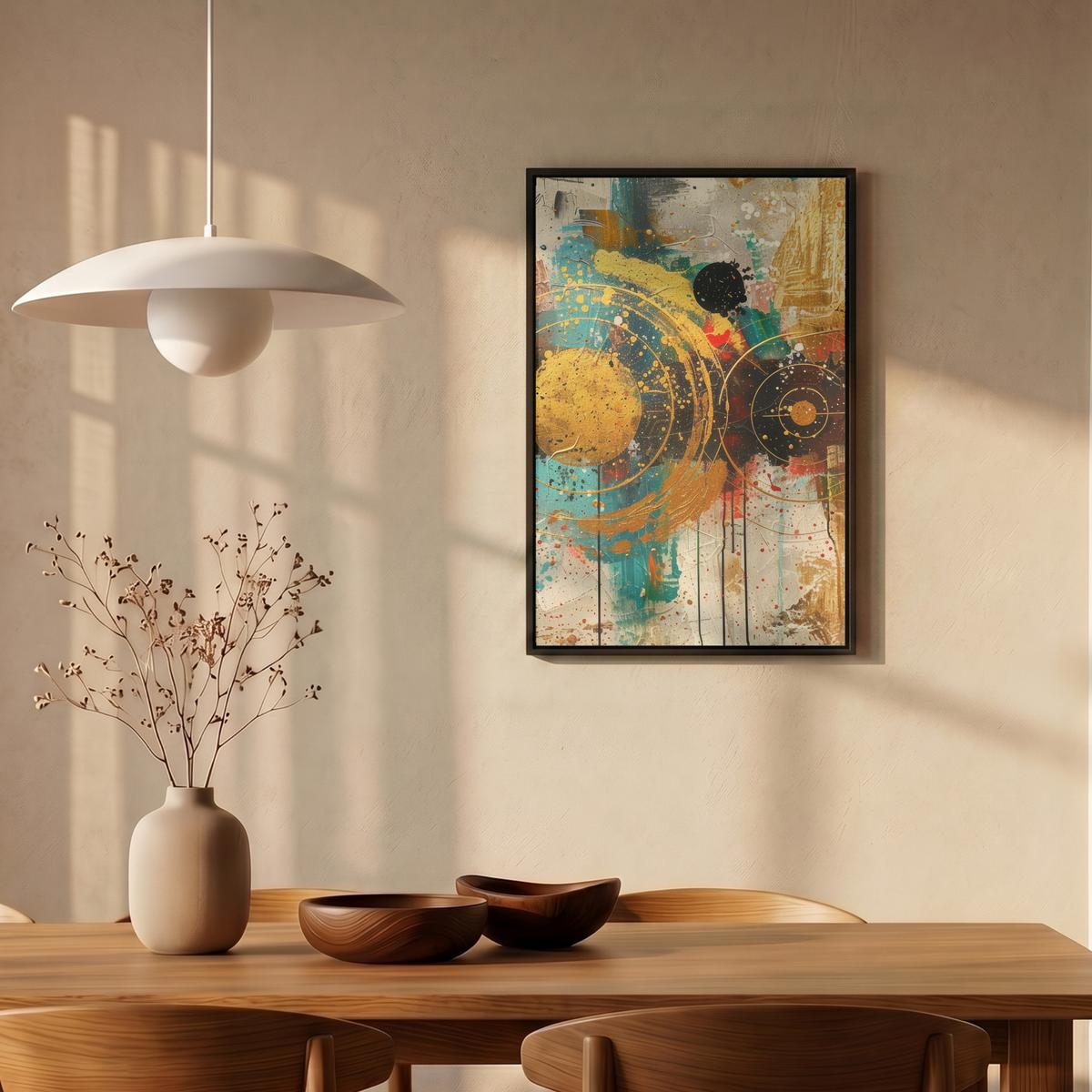 LEINWAND Bilder mit Rahmen - Abstrakt - Kunst - Gold - Modern - 40x60 - Multicolor, Textil (40/60cm) - MuchoWow