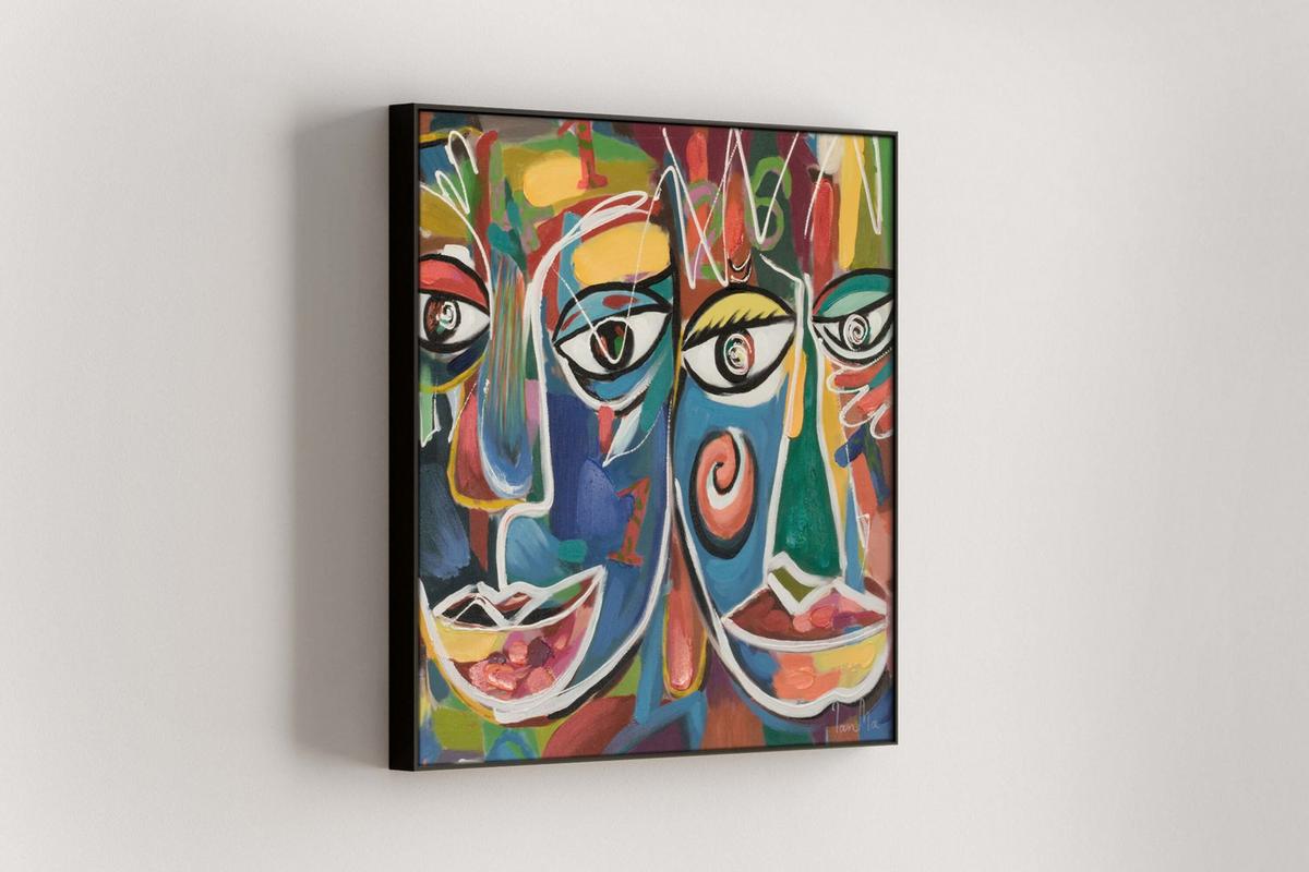 ACRYLBILD HANDGEMALT 60/60 cm - Weiß, Holz/Textil (60/60cm) - KUNSTLOFT