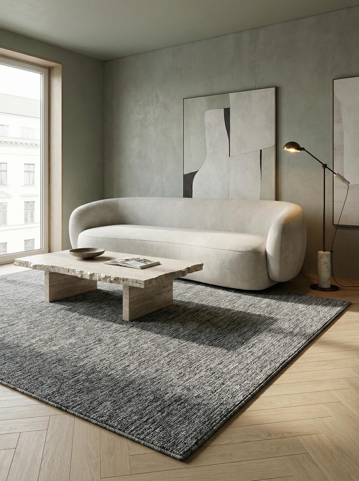 KURZFLORTEPPICH AMMER, einfarbig, Grau, 140 x 200 cm - Grau, Textil (200/140cm) - KADIMA DESIGN