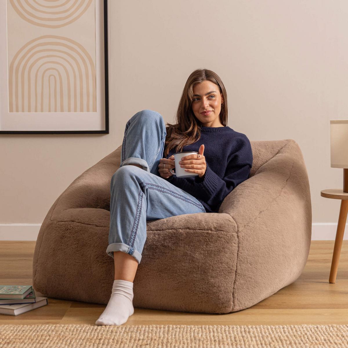 SITZSACK Sessel Natalia flauschig - Mokka, Textil (97/73/84cm) - icon