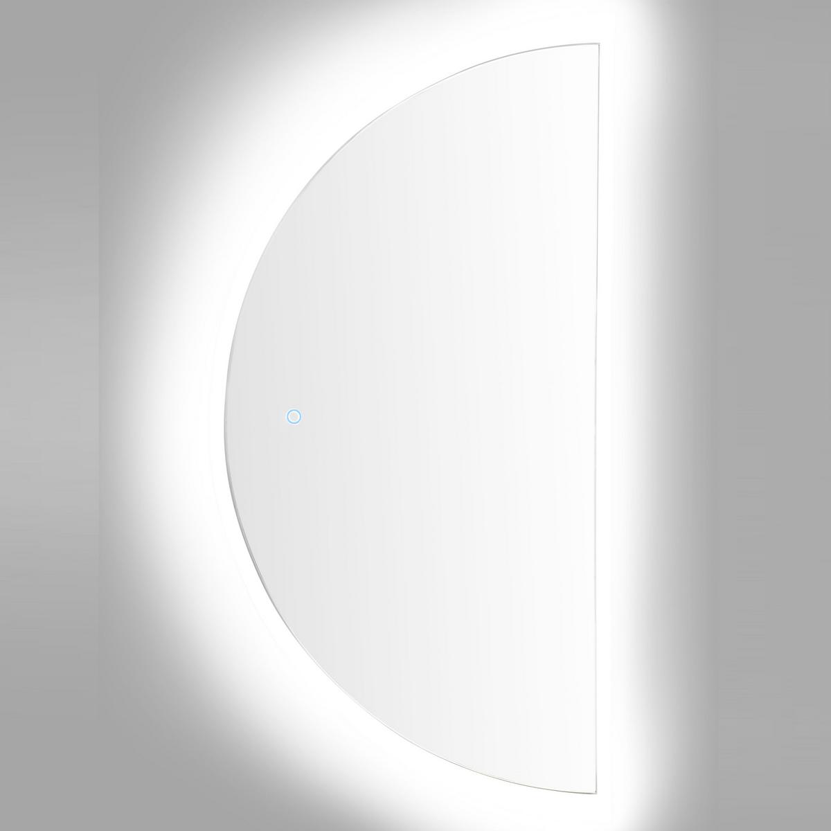 BADSPIEGEL mit LED-Beleuchtung halbrund 50/100 cm Loue - Silberfarben, Glas (50/100/4cm) - Beliani