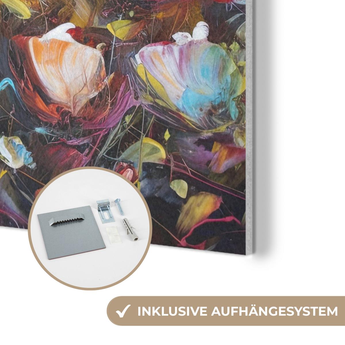 AKUSTIKBILD Blumen - Kunst - Natur - Ölgemälde Kunstdruck Schlafzimmer 50x70 cm - Multicolor, Kunststoff (50/70/0.9cm) - MuchoWow