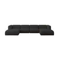 WOHNLANDSCHAFT MIRA-U2 408x179x70 Schwarz Velours - Anthrazit/Schwarz, Holzwerkstoff/Kunststoff (408/70/179cm) - ALTDECOR